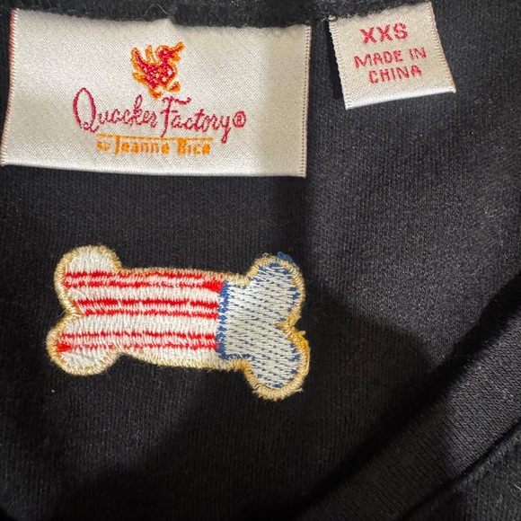 Quacker Factory Black Kids Sweatshirt with Patriotic Dog Embroidery - Picture 2 of 5